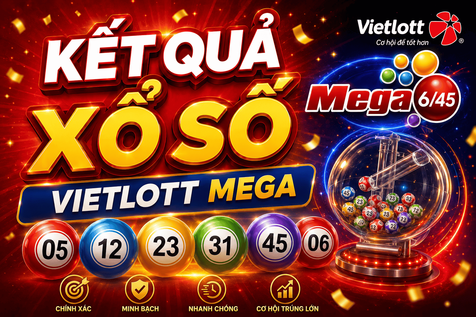 Xem trực tiếp kết quả xổ số Vietlott hôm nay 24/5/2026: Sức hút từ kỳ quay xổ số Mega 6/45